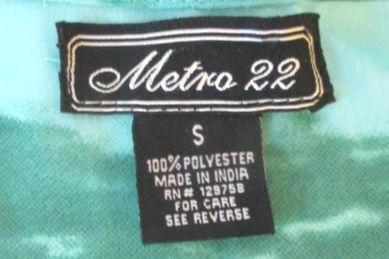 Metro 22 Semi Sheer Top Women's Size Small Blue Green Beaded Loose Fitting
