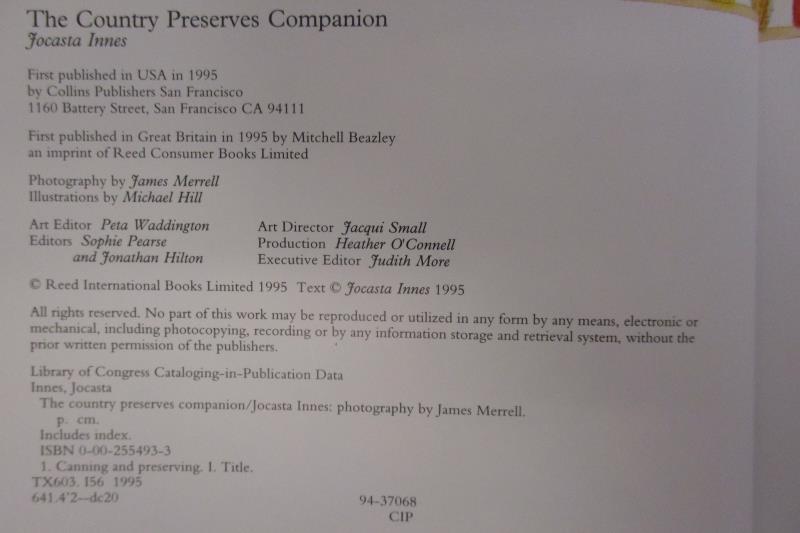 The Country Preserves Companion Jocasta Innes Canning Preserving Hardcover 1995