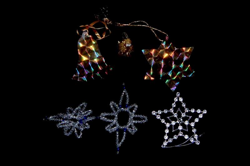 Lot of Christmas Ornaments Beads Metallic Stars Hanging Tree Decor