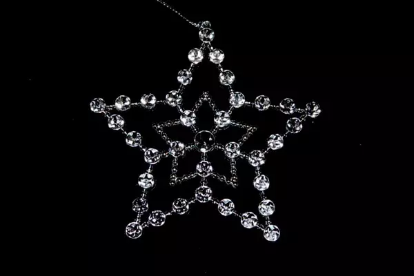 Lot of 6 Christmas Ornaments Stars Beads Metallic Hanging Tree Decor Holographic