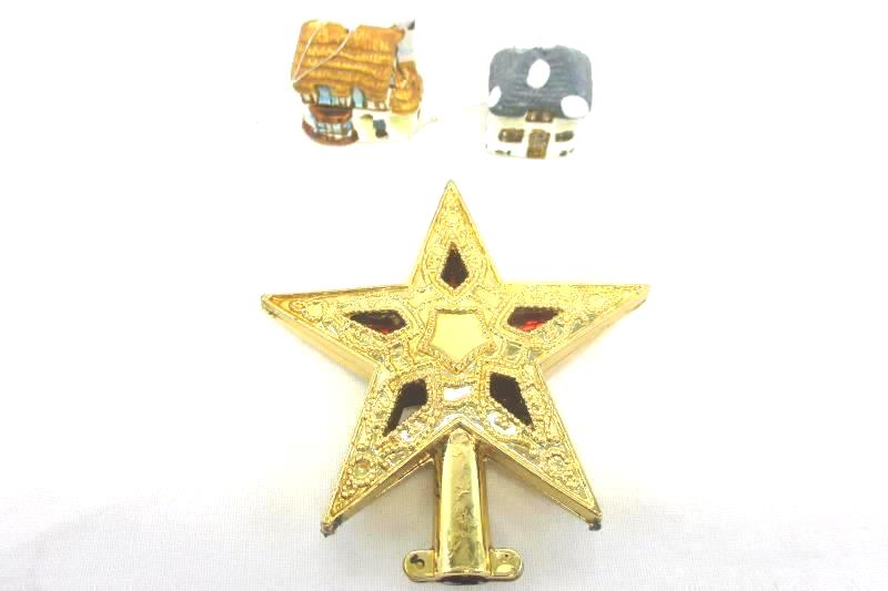 Lot of Christmas Ornaments Gits Bulbs Houses Miniature Tree Topper Velvet Bows