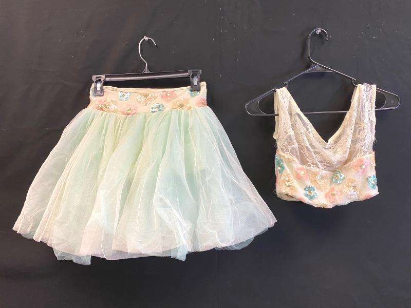 Weissman Costumes 2 Piece Tulle Dress Mint Green Sequin Size SA