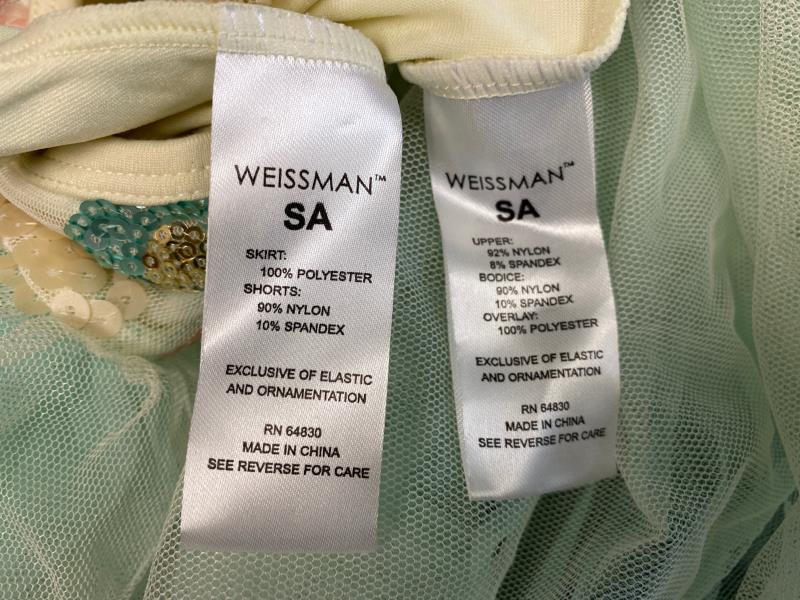 Weissman Costumes 2 Piece Tulle Dress Mint Green Sequin Size SA