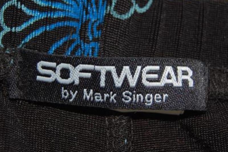 Softwear By Mark Singer Floral Pants Women's Size Medium Black Blue Stretch