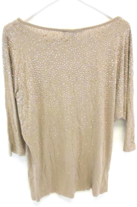 XXI 1/2 Sleeve Top Women's Size Medium Beige Brown Rhinestones Forever21