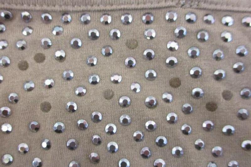 XXI 1/2 Sleeve Top Women's Size Medium Beige Brown Rhinestones Forever21