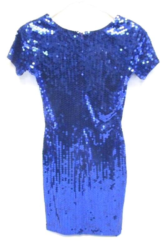 Vintage Niteline Sequin Cocktail Dress Women's Size 8 Blue Square Neckline