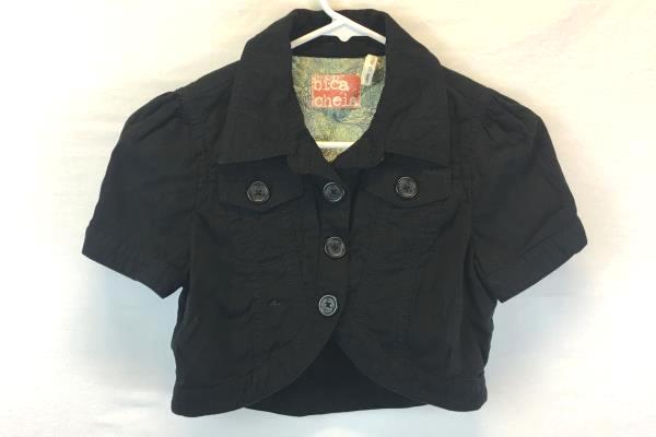 Bica Cheia Women's Black Button Up Half Shirt Jacket Shrug Size 4
