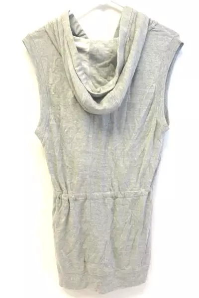 Athleta Sleeveless Full Zip Sweater Gray Women's Size XS Drawstring Pockets