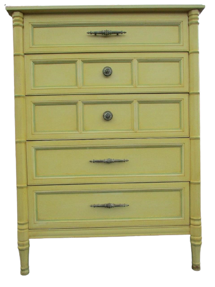 Antique Henredon Dresser Yellow Wood 5 Drawer Fine Furniture
