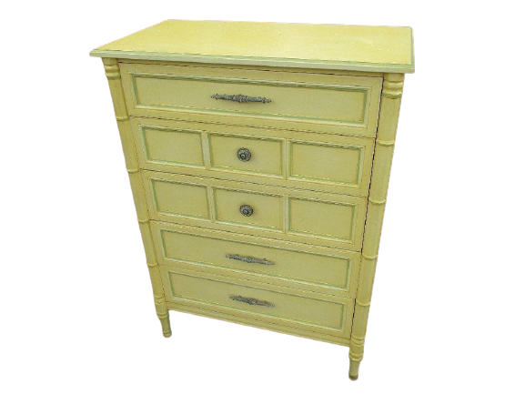 Antique Henredon Dresser Yellow Wood 5 Drawer Fine Furniture