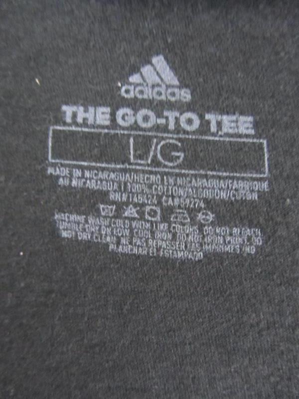 Adidas T-Shirt Black 100% Cotton White Textured Logo Print Men's Size Large