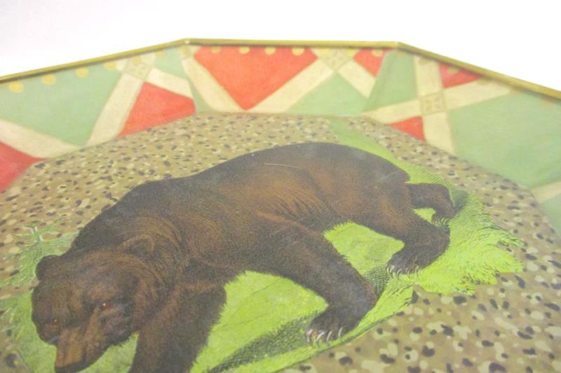 Moonlighting Interiors Decoupage Glass Plate Octagon Brown Bear 10in