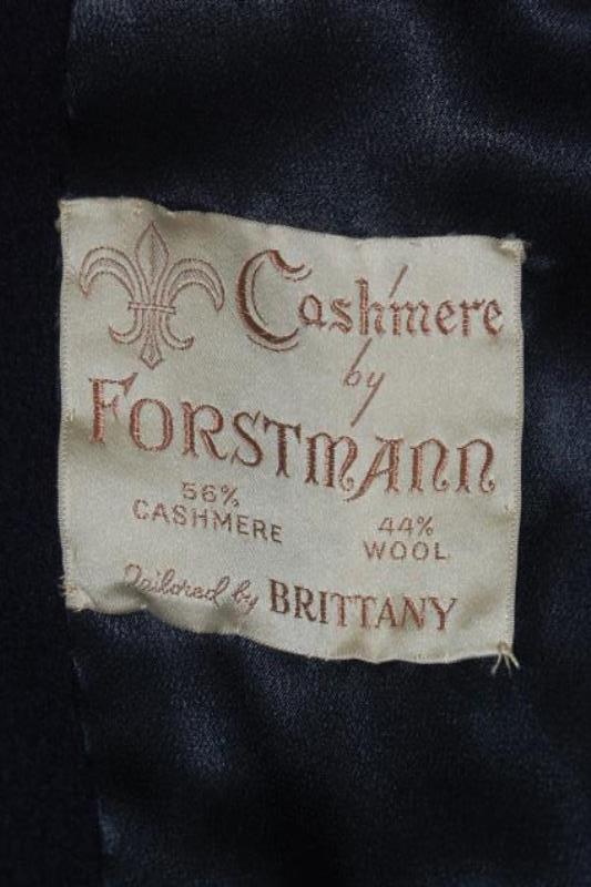 Vintage Cashmere by Forstmann Coat Navy Blue Faux Fur Collar Women's