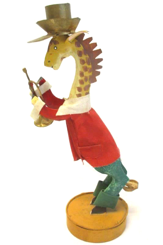 Vintage Silvestri Painted Metal Giraffe Taper Candle Holder 10.25 in