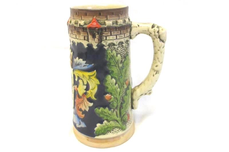 Vintage Ceramic Beer Stein From Belgium Hand Painted Armin Bay Coat Of Arms