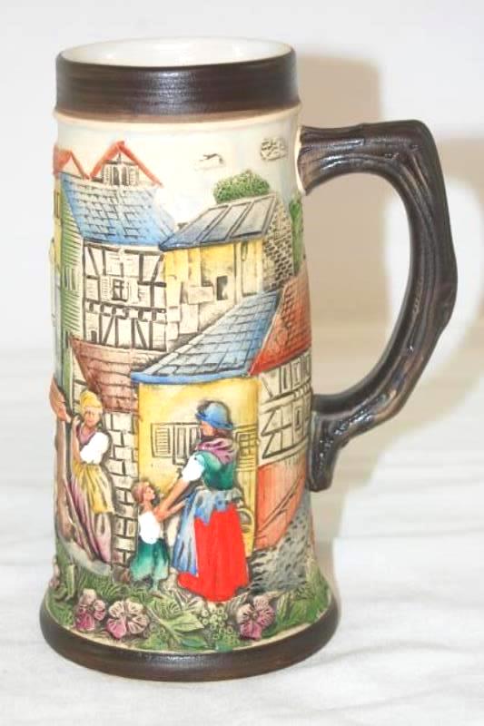 Vintage Ceramic Beer Stein From Belgium Village Scene Armin Bay