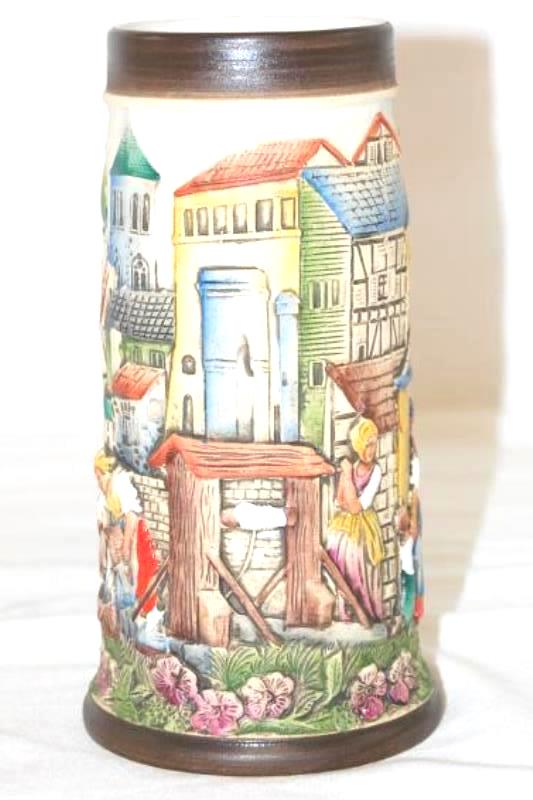Vintage Ceramic Beer Stein From Belgium Village Scene Armin Bay