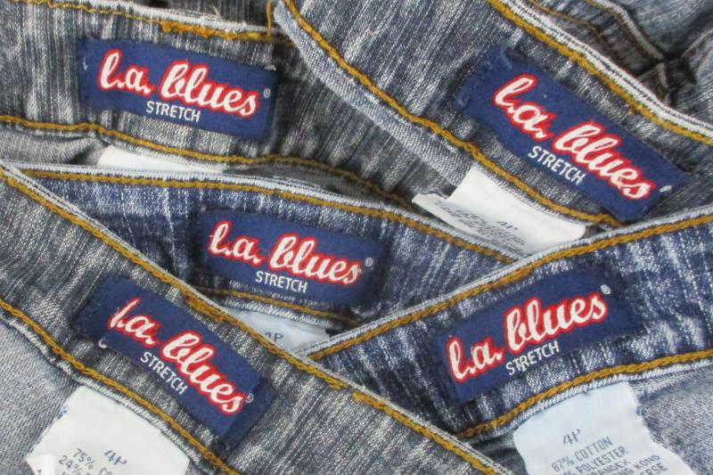 Lot Of 5 Vintage L.A. Blues Women's Flare Leg Jeans Size 4P Petites Medium Wash