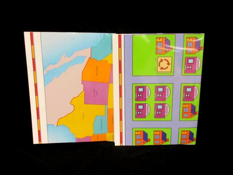 Lot 2 Houghton Mifflin Pre K Large Wall Maps Double Side World USA Neighborhood