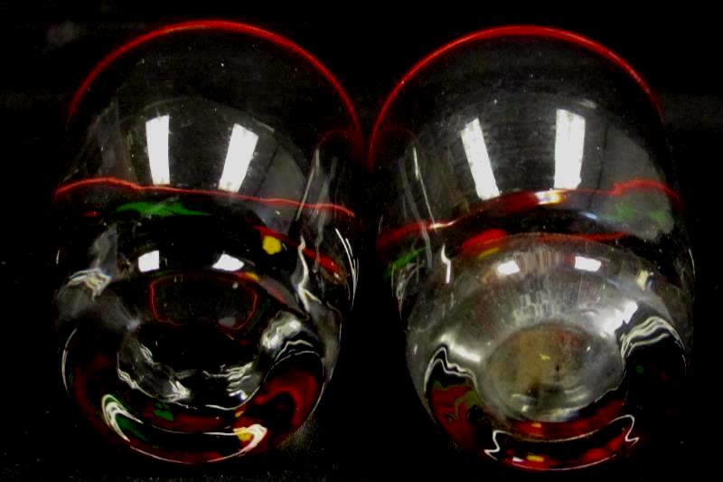 Set of 2 Vintage Libbey Studebaker Shot Glasses Horse Carriage Red