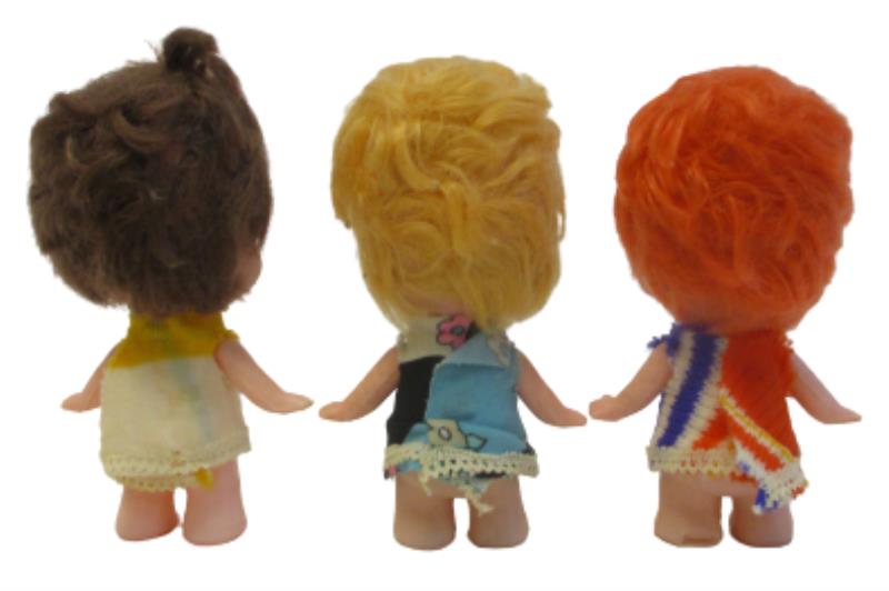 Lot of 3 Vintage Plastic Dolls With Rooted Hair Blonde Brown Orange