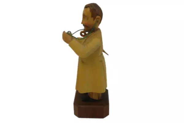 Vintage General Practitioner Doctor Wood Carving Figurine Brown