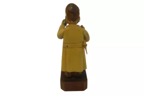 Vintage General Practitioner Doctor Wood Carving Figurine Brown