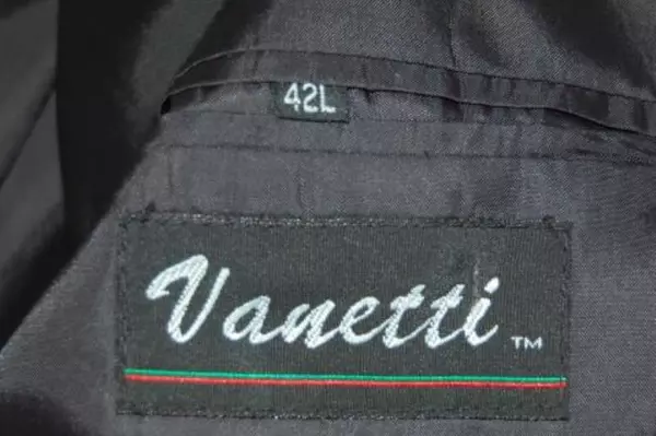 Vanetti Jacket Men's Size 42L Black Blazer Pockets Dry Clean Shoulder Pads
