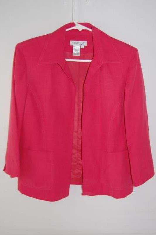 Coldwater Creek Silk Blend 1/2 Sleeve Jacket Hot Pink Women's Petite Small PS