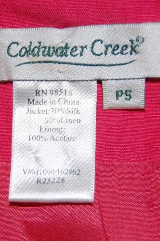 Coldwater Creek Silk Blend 1/2 Sleeve Jacket Hot Pink Women's Petite Small PS