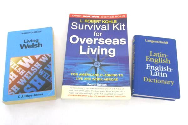 3 Books Survival Kit for Overseas, Living Latin-English Dictionary, Living Welsh