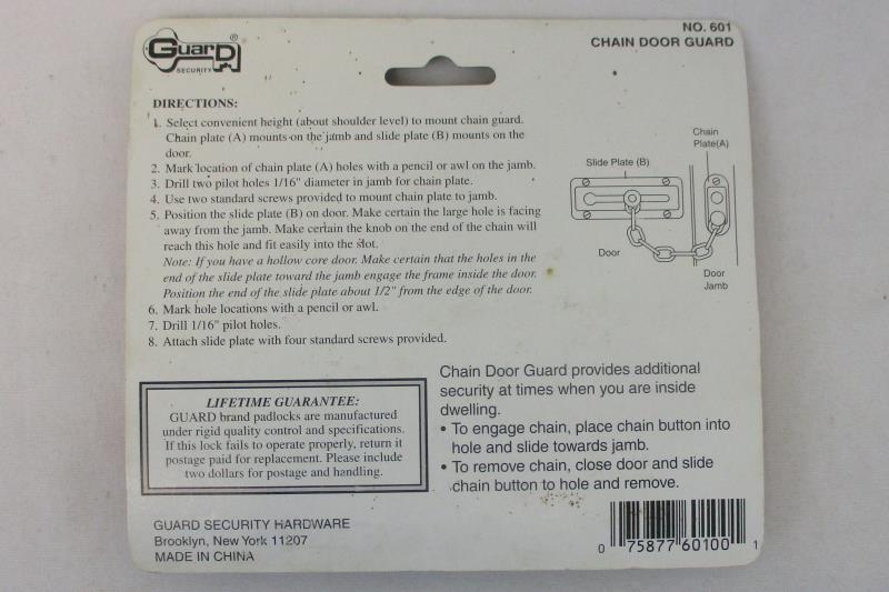 Brass Plated Chain Door Guard Security Lock No. 601 Steel Chain