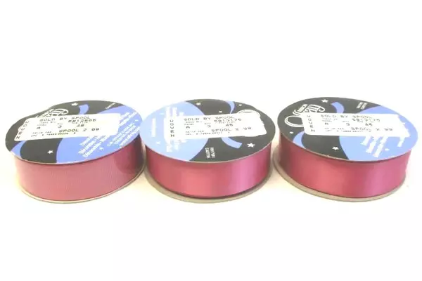 3 Rolls Of Vintage Offgray Grosgrain And Satin 1.5" Ribbon PinkColor 54 Feet