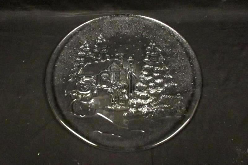 Vintage Libbey Holiday Xmas Serving Platter Plate 13 In Carolers Snowman Cookies