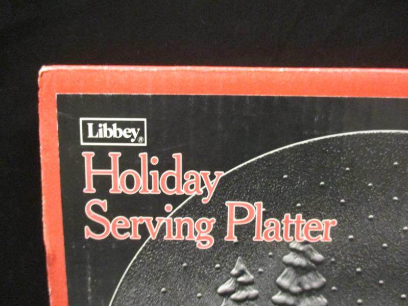 Vintage Libbey Holiday Xmas Serving Platter Plate 13 In Carolers Snowman Cookies