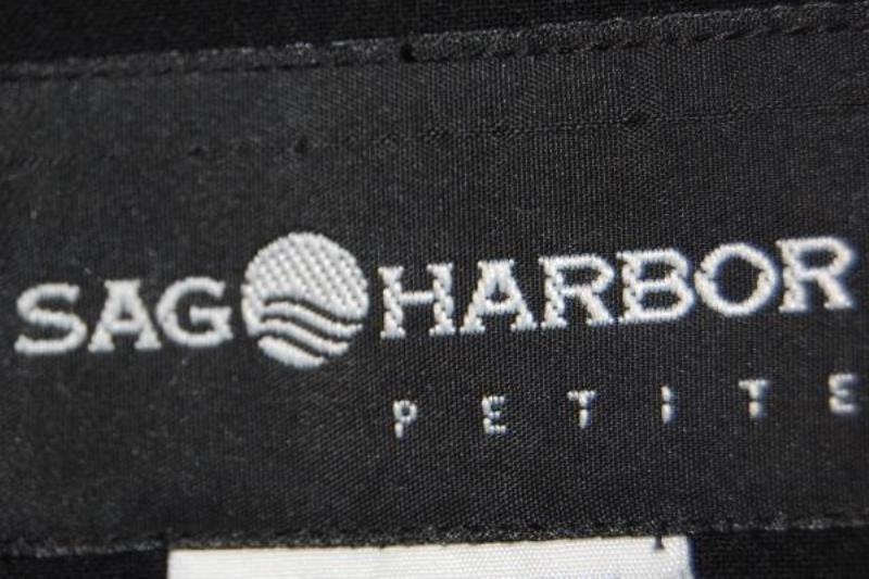 Sag Harbor Women's Black Blazer Jacket Size 8P Petites 3 Buttons Shoulder Pads