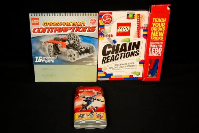 Lot of 3 Lego Blocks Books Chain Reaction Crazy Action Contraptions Incomplete