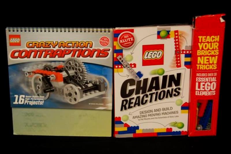 Lot of 3 Lego Blocks Books Chain Reaction Crazy Action Contraptions Incomplete
