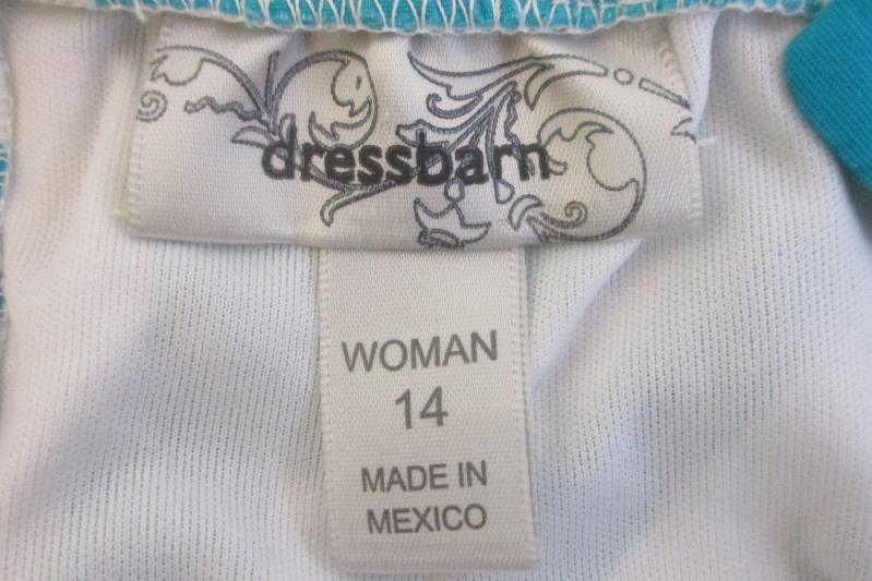 Dress Barn DB Sleeveless Fit & Flare Dress Women's Size 14 Plus Teal White