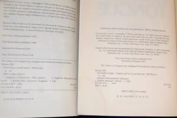 Lot of 2 Bill Bryson Paperback Books Notes From A Small Island The Mother Tongue