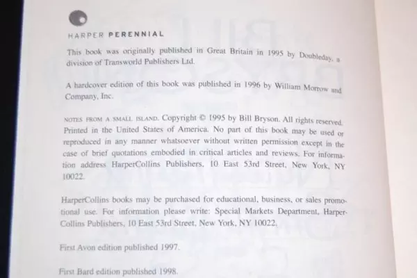 Notes From A Small Island Bill Bryson Paperback Book Harper Perennial