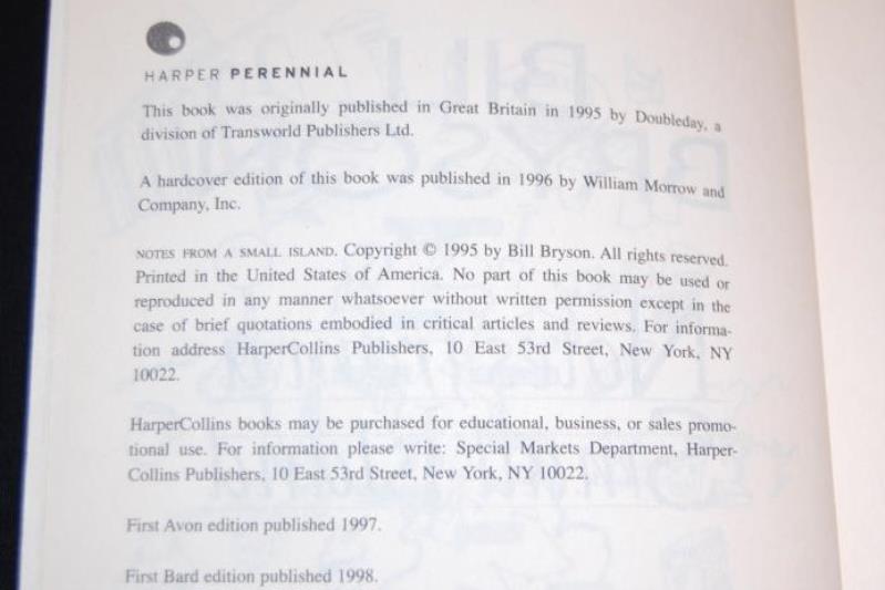 Notes From A Small Island Bill Bryson Paperback Book Harper Perennial