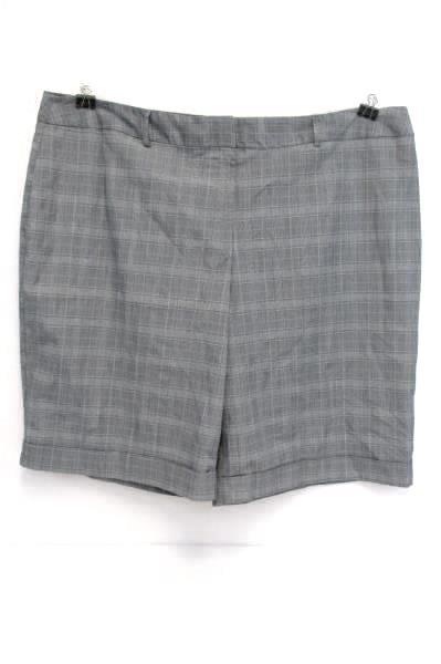 Bermuda Walking Shorts Studio 1940 Cuffed Gray Plaid Checkered Women's Plus 30W