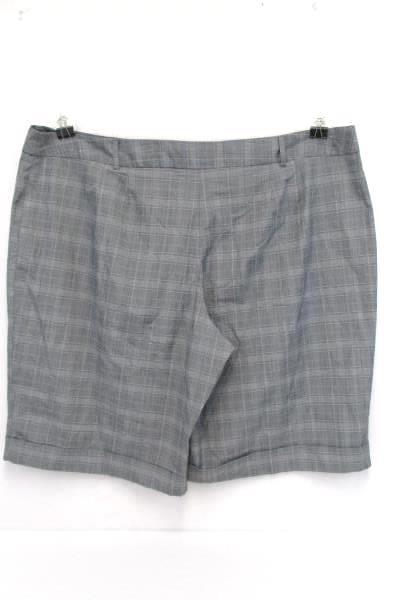 Bermuda Walking Shorts Studio 1940 Cuffed Gray Plaid Checkered Women's Plus 30W