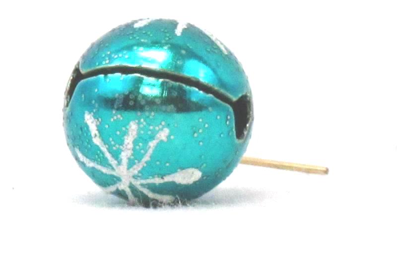 Satin Glass Blue Ball Bell Ornament Earrings Christmas Holiday Gold Plated Wires