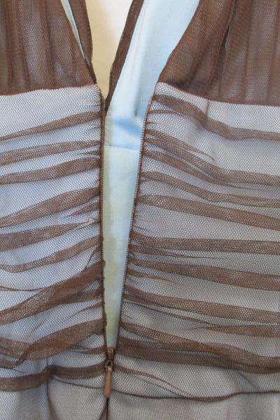 JS Boutique Dress Blue Brown Beads w/ Brown & Clear Beads Women's Size 6