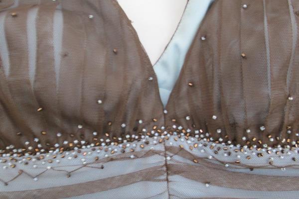 JS Boutique Dress Blue Brown Beads w/ Brown & Clear Beads Women's Size 6