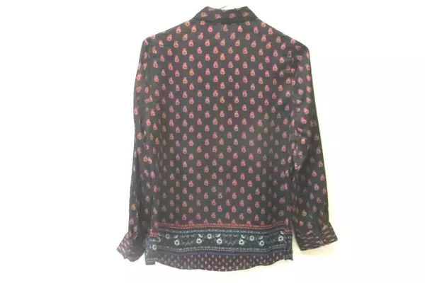 Daniel Rainn Long Sleeve Blouse Women's Petite Small PS Paisley Collared Satin