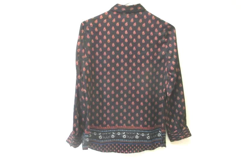 Daniel Rainn Long Sleeve Blouse Women's Petite Small PS Paisley Collared Satin